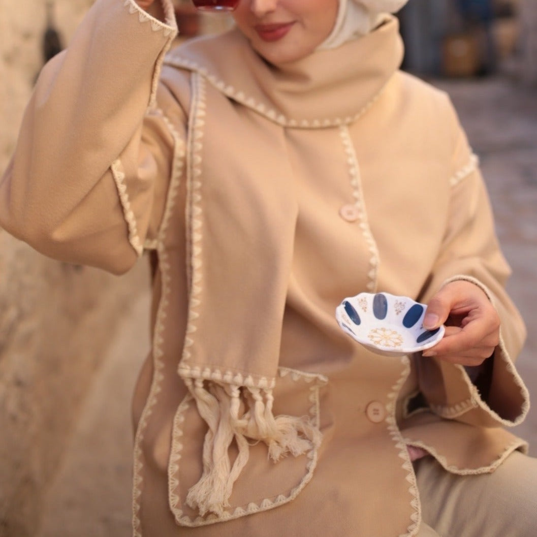 Autumn/Winter New Fashion Woollen Jacket with Scarf Tassels - Try Modest Limited