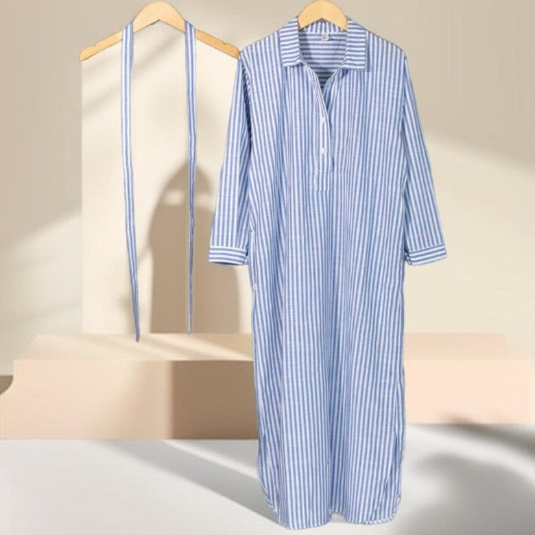 Buy Best Office lady Striped long shirt dress - Try Modest Limited