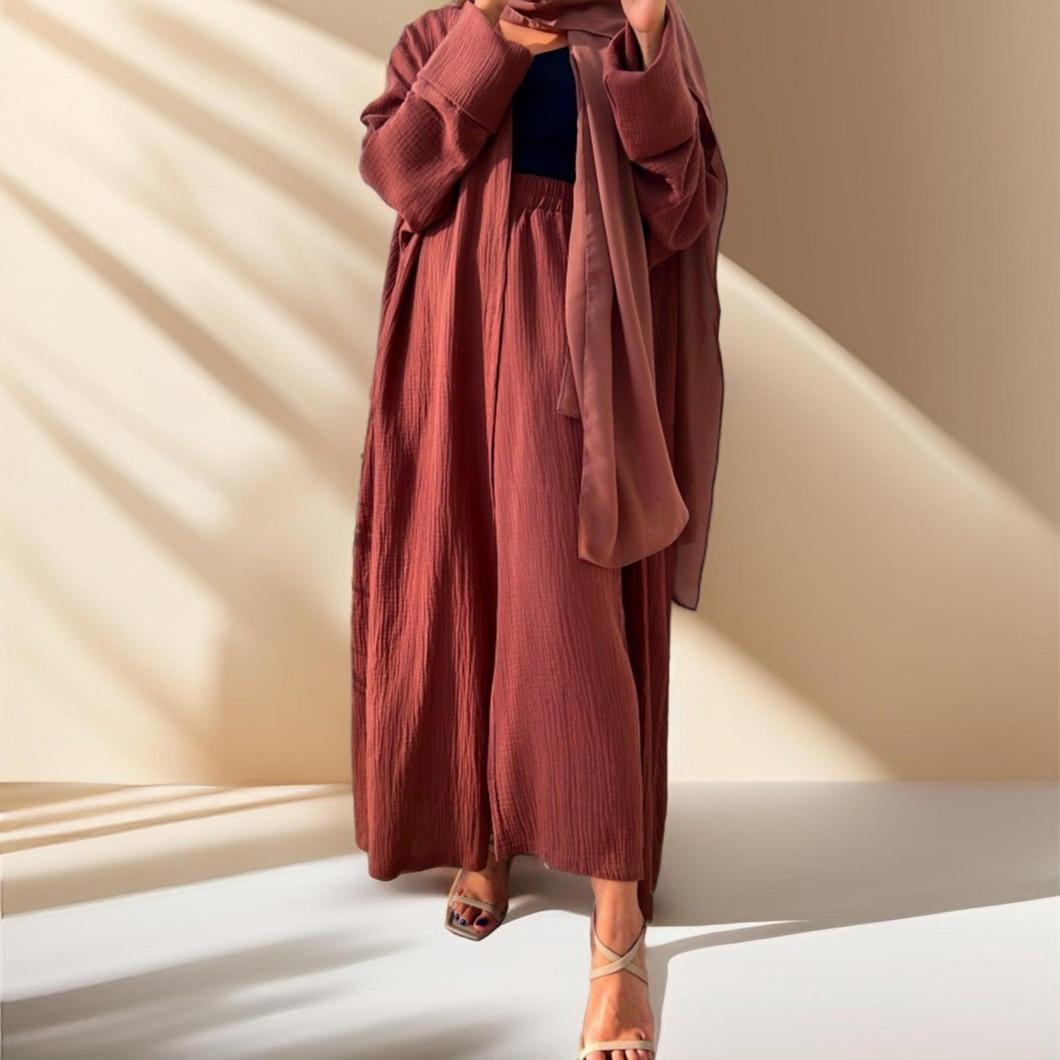 Casual cardigan abaya and Pants Set - Try Modest Limited 