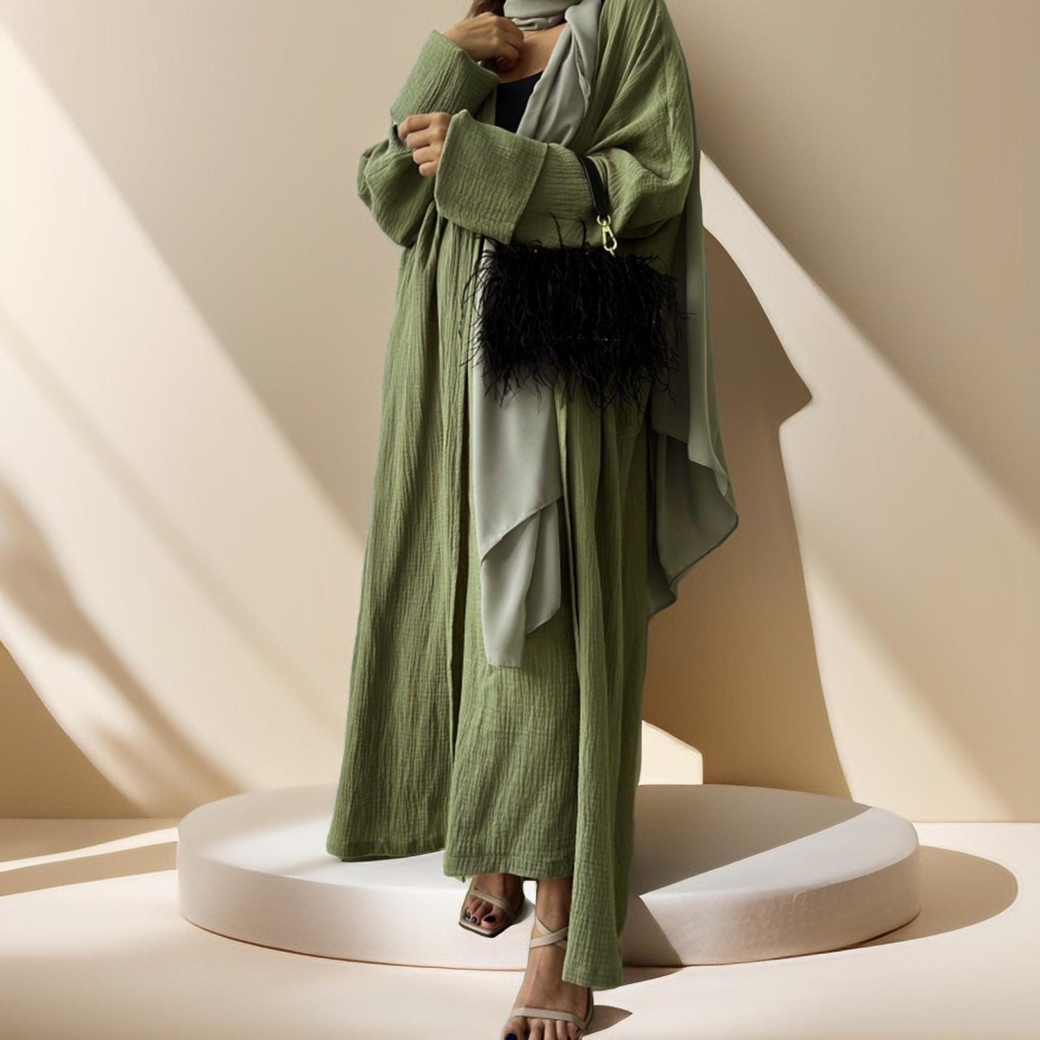 Casual cardigan abaya and Pants Set - Try Modest Limited 
