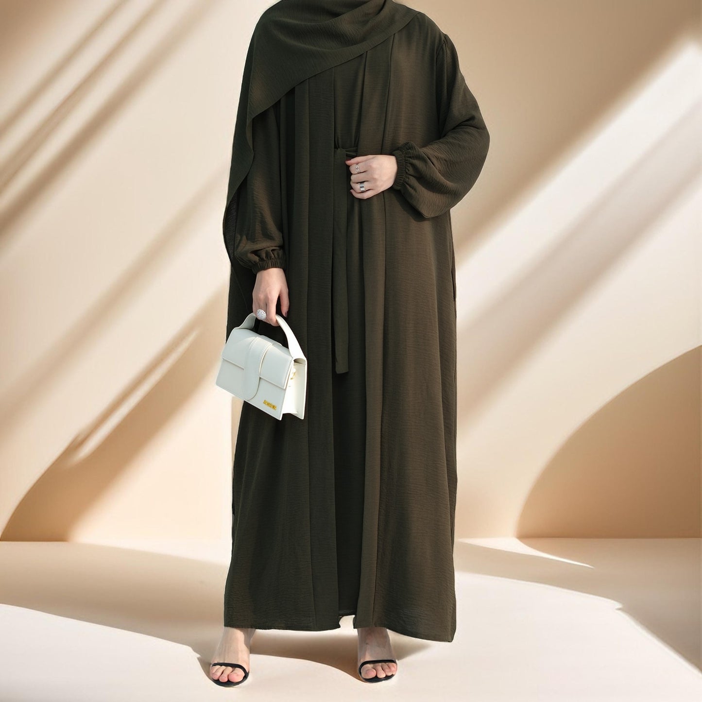 Classic Solid Color Abaya with Hijab Set (3pcs) - Try Modest Limited