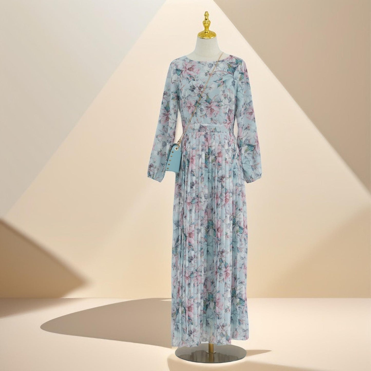 Diana pleated floral chiffon dress - Try Modest Limited