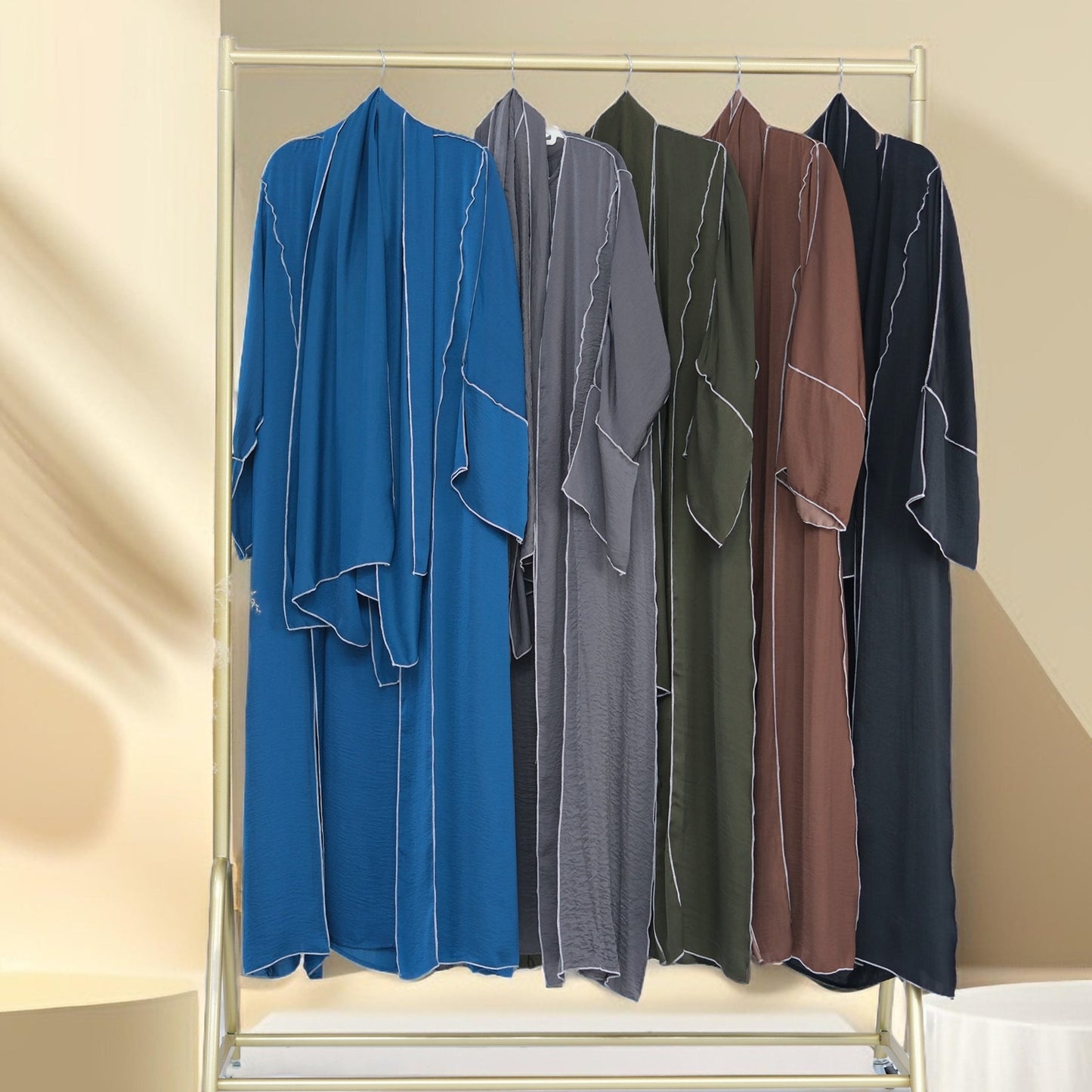 Elegant Wrinkle Satin Abaya Set with detachable belt - Try Modest Limited