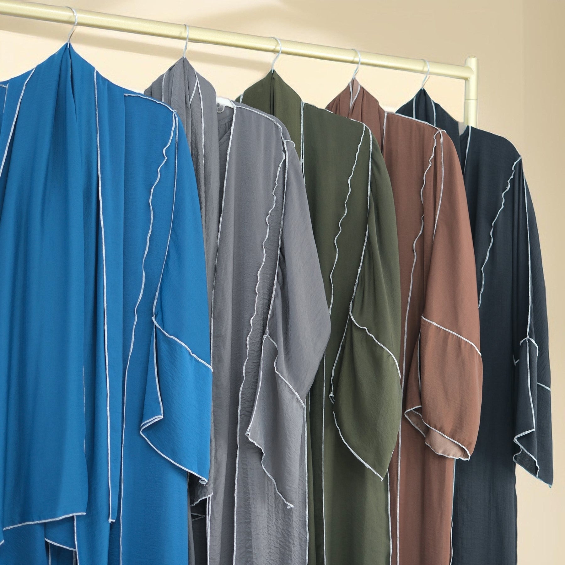 Elegant Wrinkle Satin Abaya Set with detachable belt - Try Modest Limited 