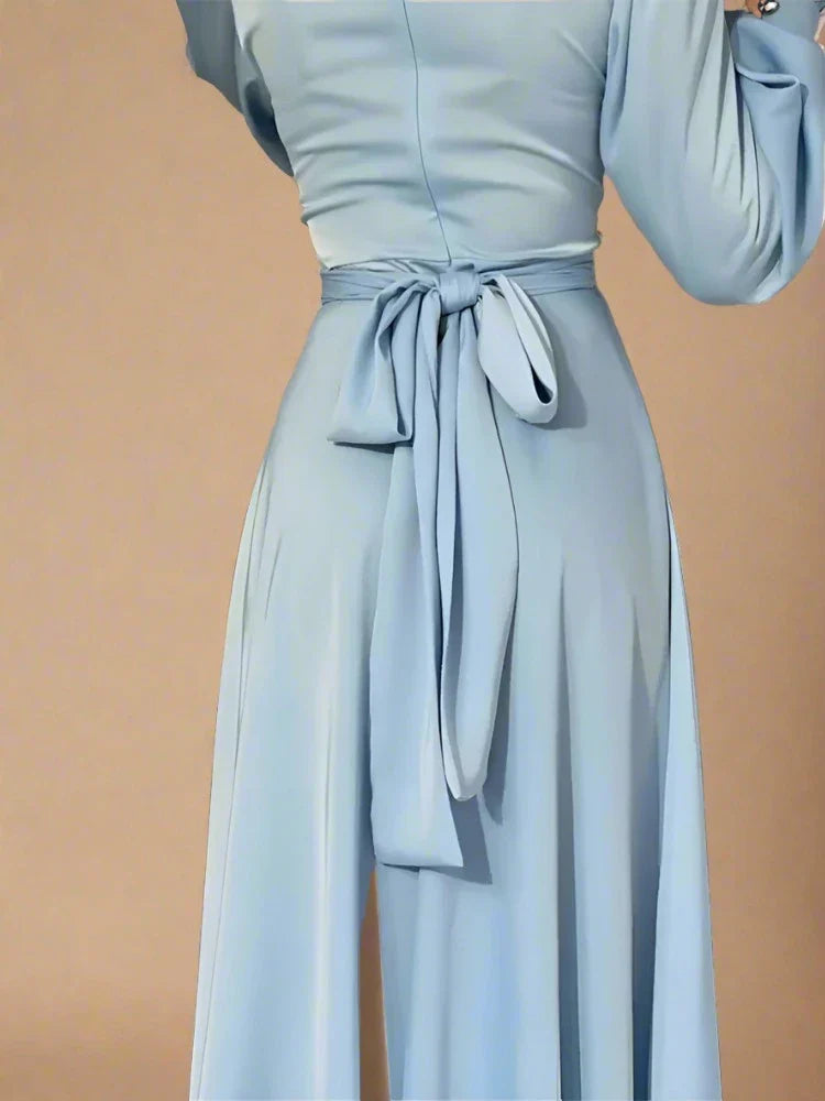 Emerald Embrace: Puff sleeves evening dress - Try Modest Limited