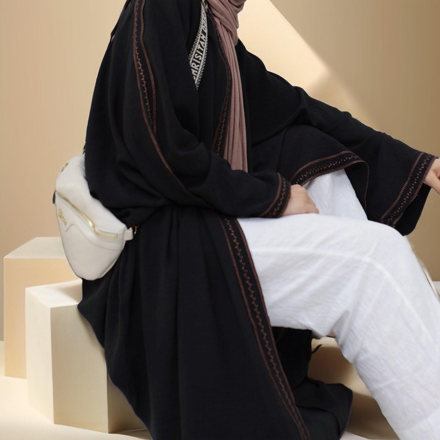 Exquisite Embroidered Lace Dress Abaya/Robe - Try Modest Limited 
