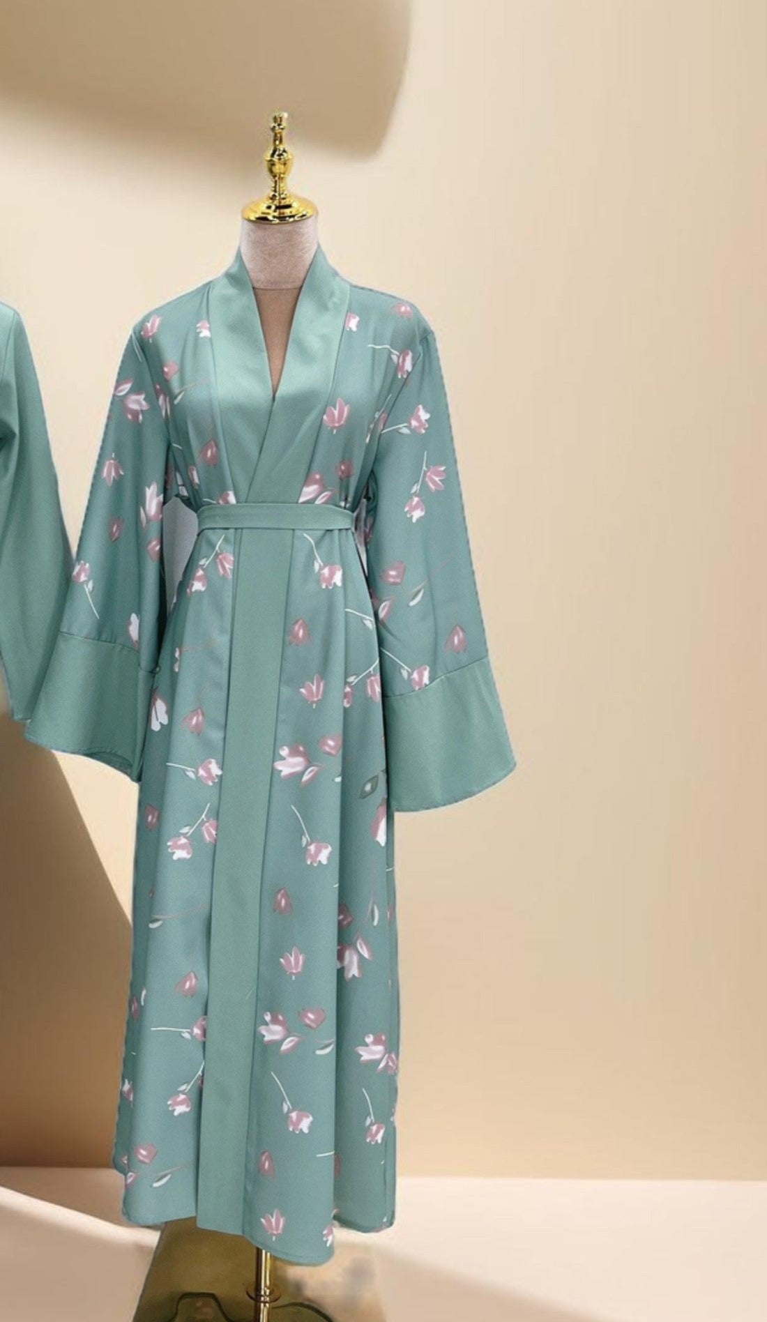 Floral pattern abaya with inner Jumpsuit - Try Modest Limited