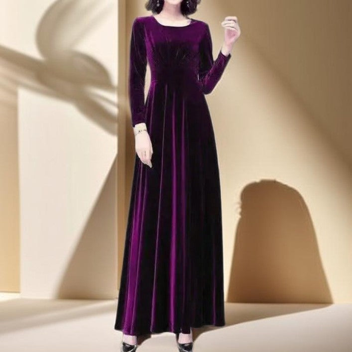 Gold Velvet Waist-Length A-Line Dress - Try Modest Limited