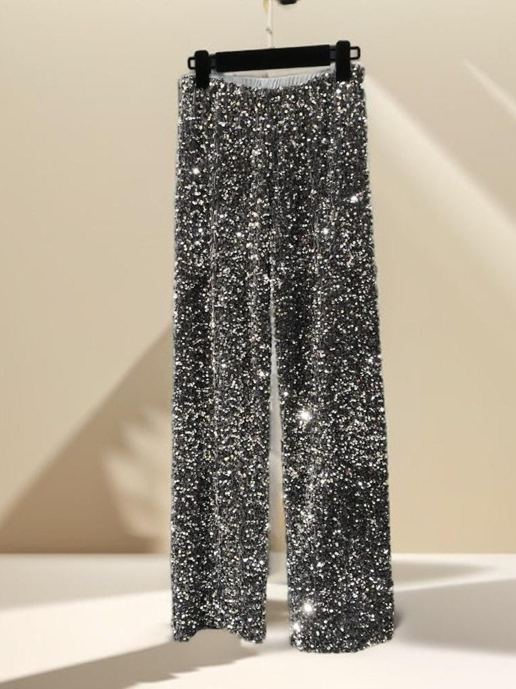 Gorgeous Style High waist wide leg sparkling pants - Try Modest Limited 