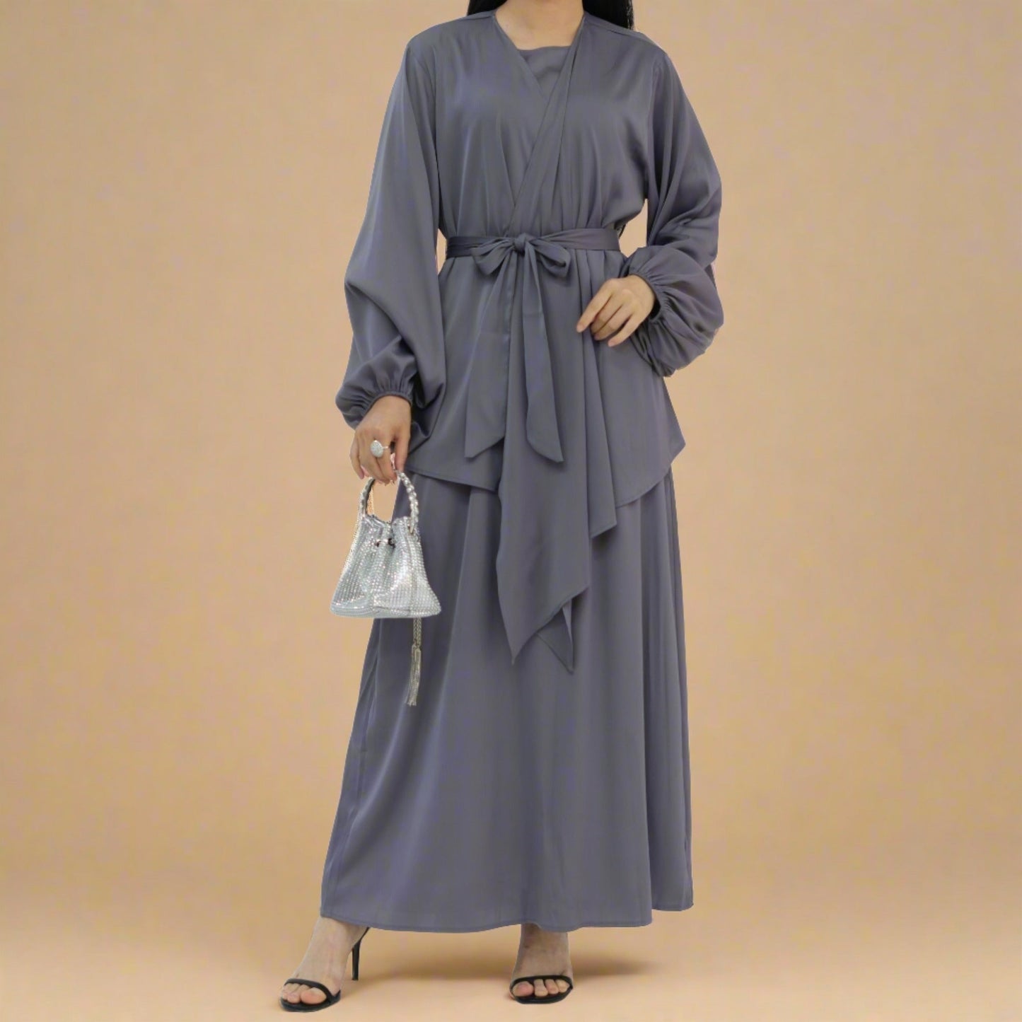 Graceful Duo- 2 PC abaya set with a wrap top - Try Modest Limited