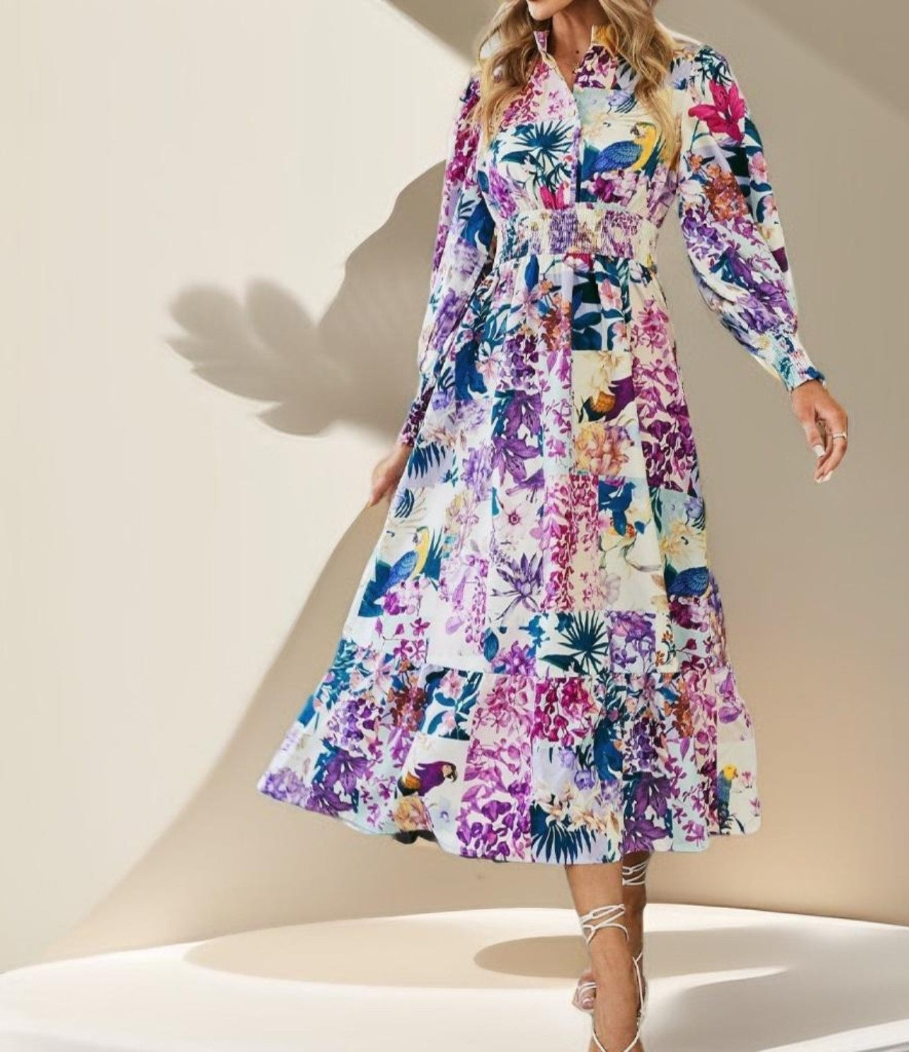 Holiday floral printed dress - Try Modest Limited