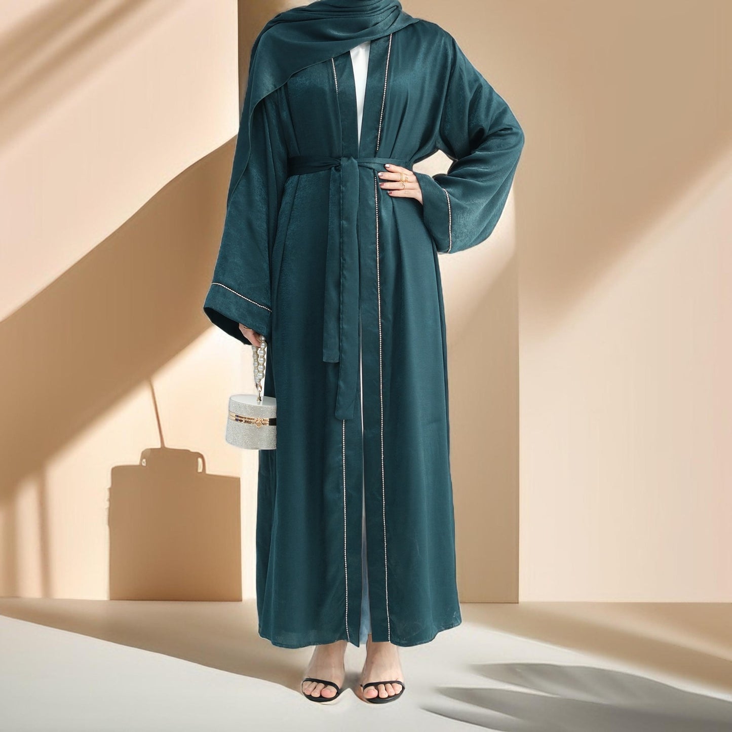 Layali-Chainlight Open Front Throw Over Abaya - Try Modest Limited