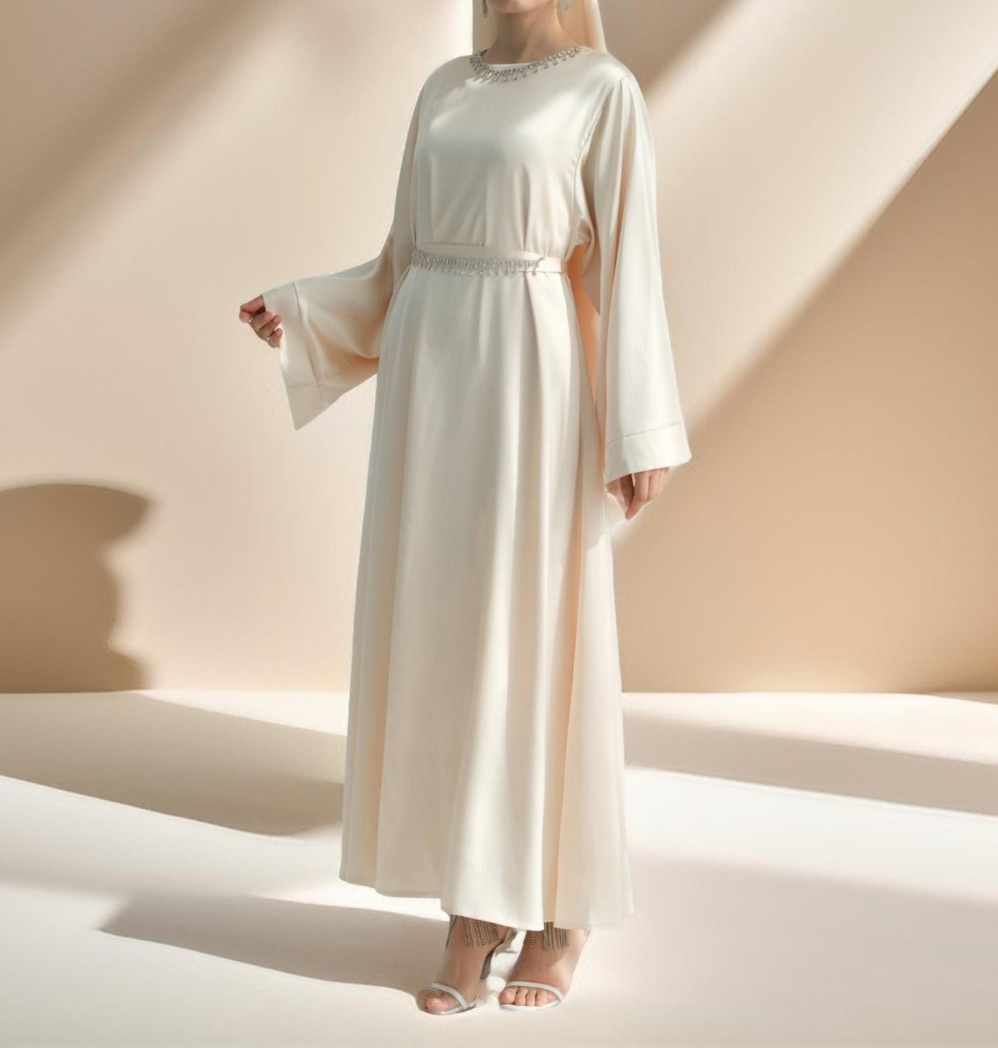Lightweight plain abaya with long sleeves - Try Modest Limited