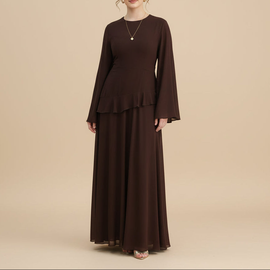 modest brown maxi dress Modest Brown Maxi Dress 6731KH