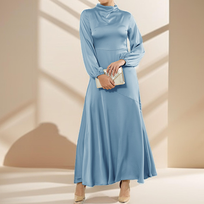 Marwa Satin long sleeve maxi dress - Try Modest Limited 