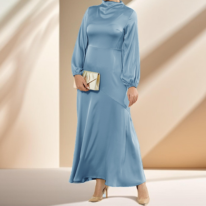 Marwa Satin long sleeve maxi dress - Try Modest Limited 
