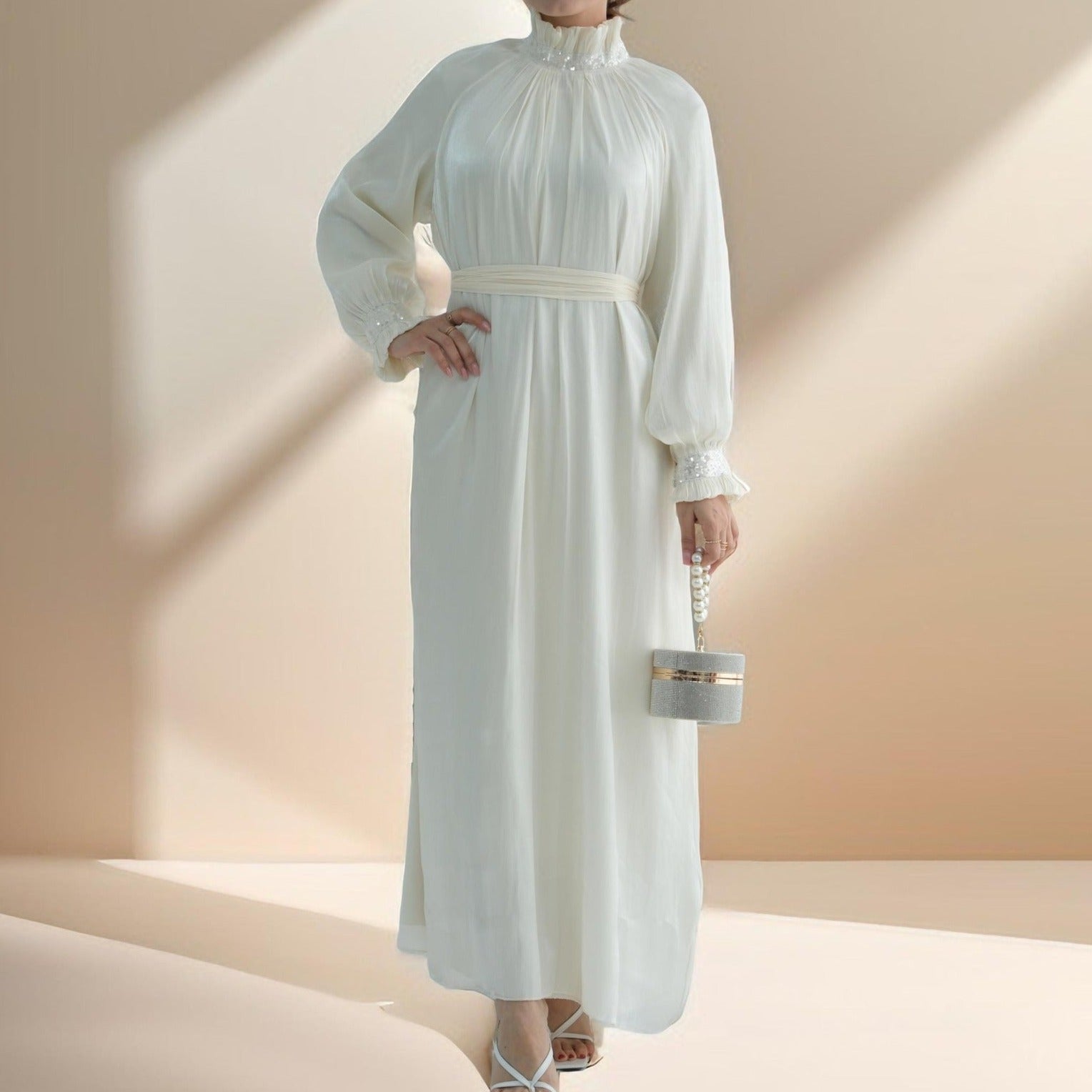 Mira - Twilight Elegance Embellished Maxi Dress - Try Modest Limited 