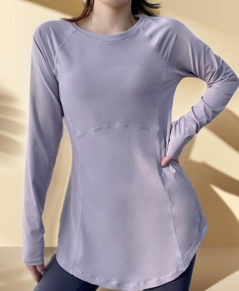 The Modest Activewear Shirt with Long Hip Coverage - For Running, Yoga, and Workouts - Try Modest Limited 