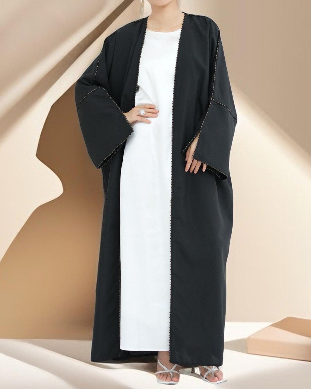 Nadine Open Front Linen Abaya - Try Modest Limited