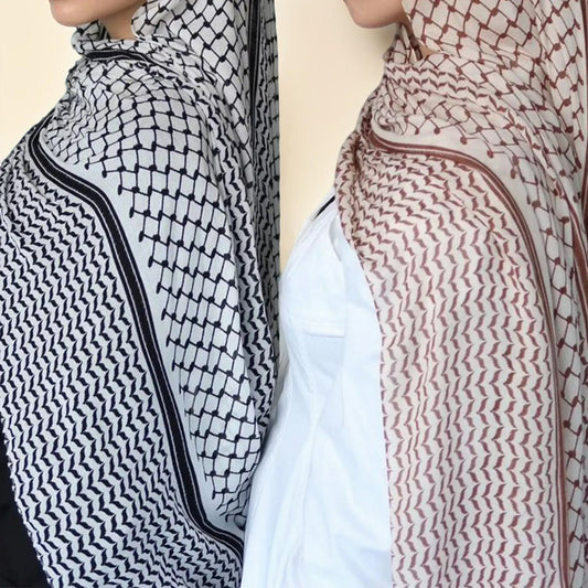 Olive Keffiyeh Chiffon Printed Palestinian Hijab: Enhance Your Style! - Try Modest Limited 