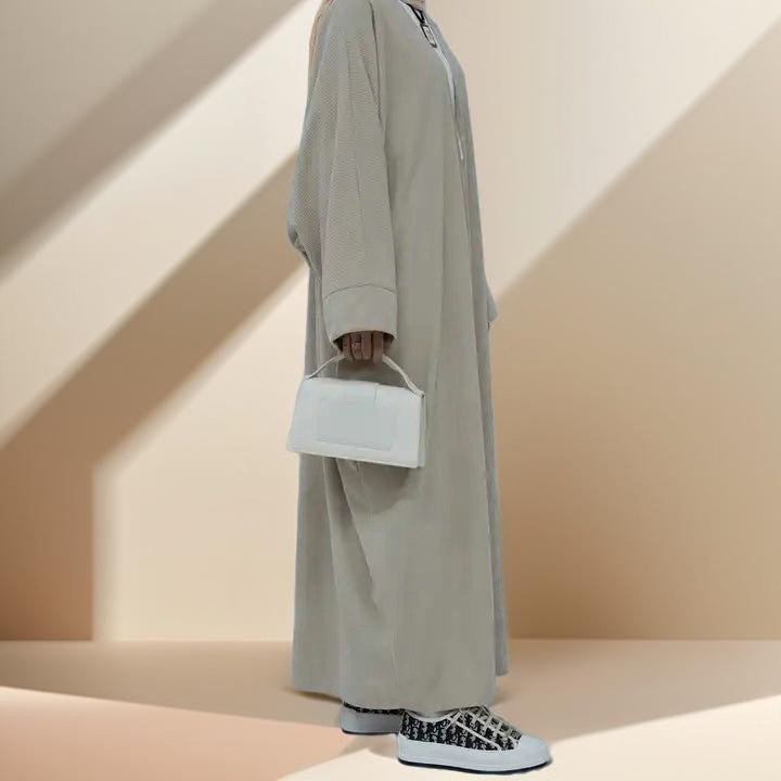 Open Front Corduroy Throw Over Abaya - Try Modest Limited