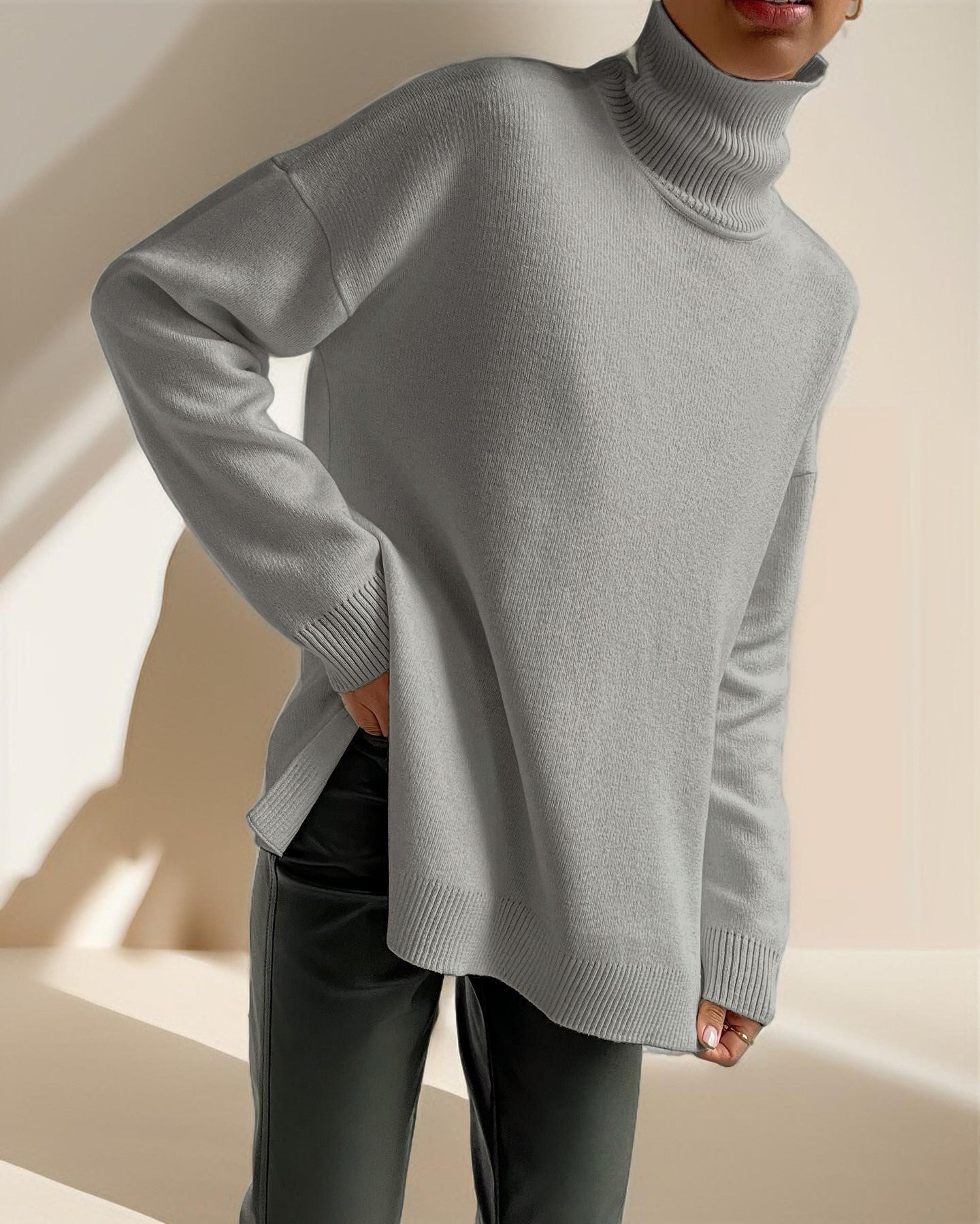 Women's Fashion Loose Turtleneck Sweater - Try Modest Limited 