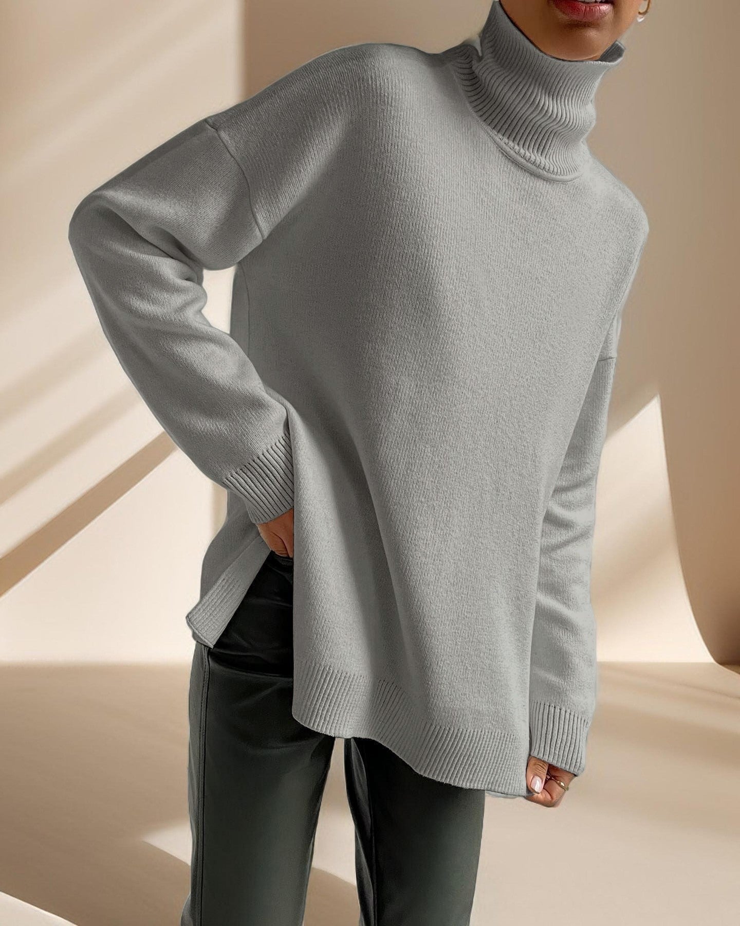 Women's Fashion Loose Turtleneck Sweater - Try Modest Limited 