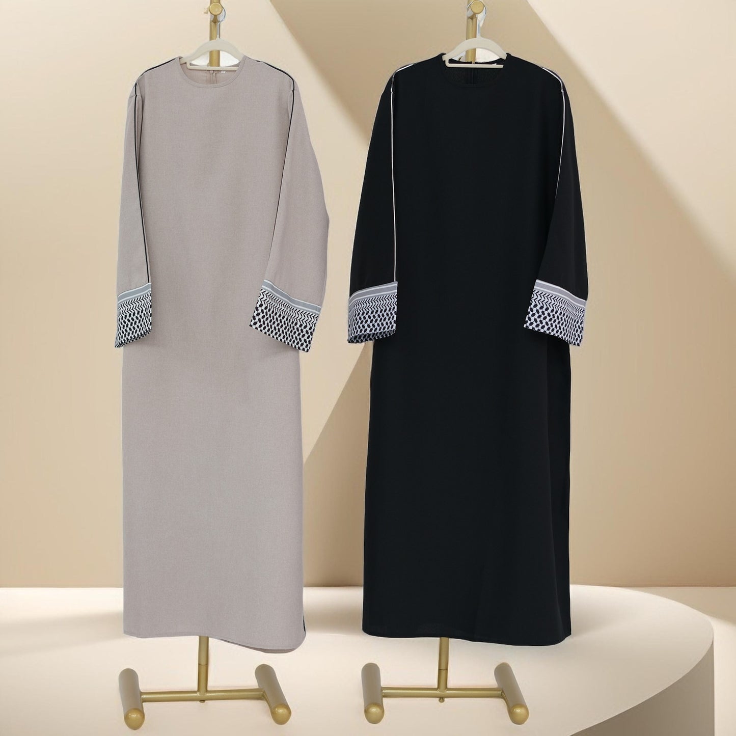 Palestine Kufiyah Inspired Linen Abaya - Try Modest Limited 