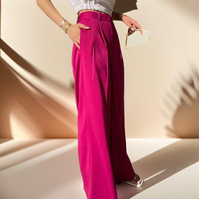 Pink Fashionable Wide-Leg Pants - Try Modest Limited 
