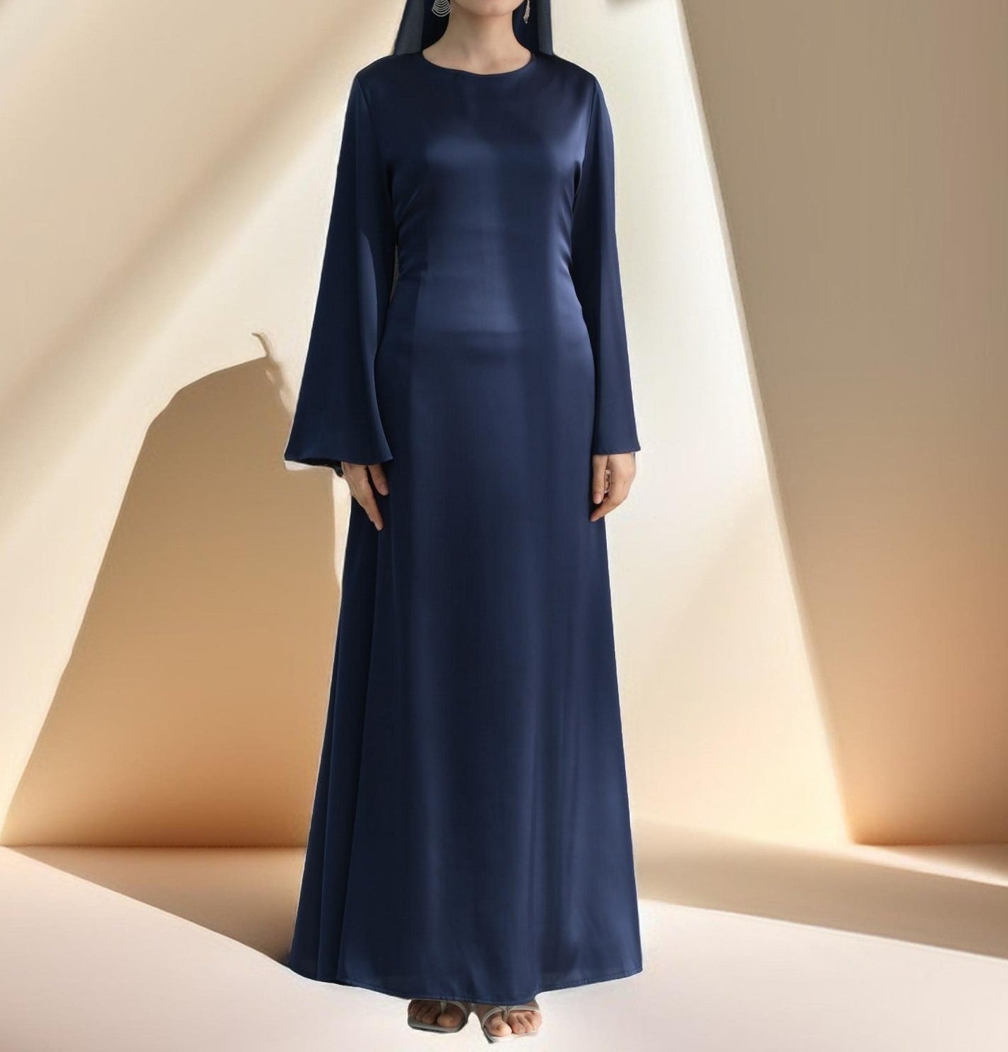 Raneem Satin Dress with Chiffon Cape - Try Modest Limited