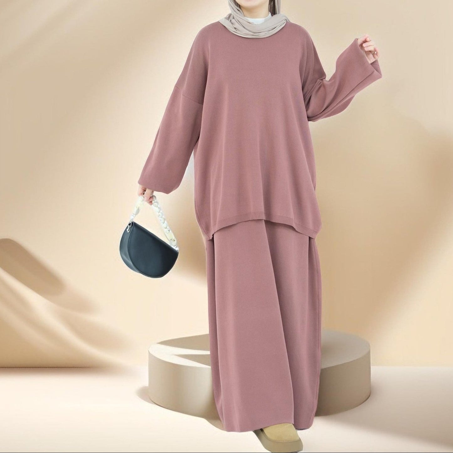 Rania 2 PC Knit Maxi Skirt and Top Set - Try Modest Limited