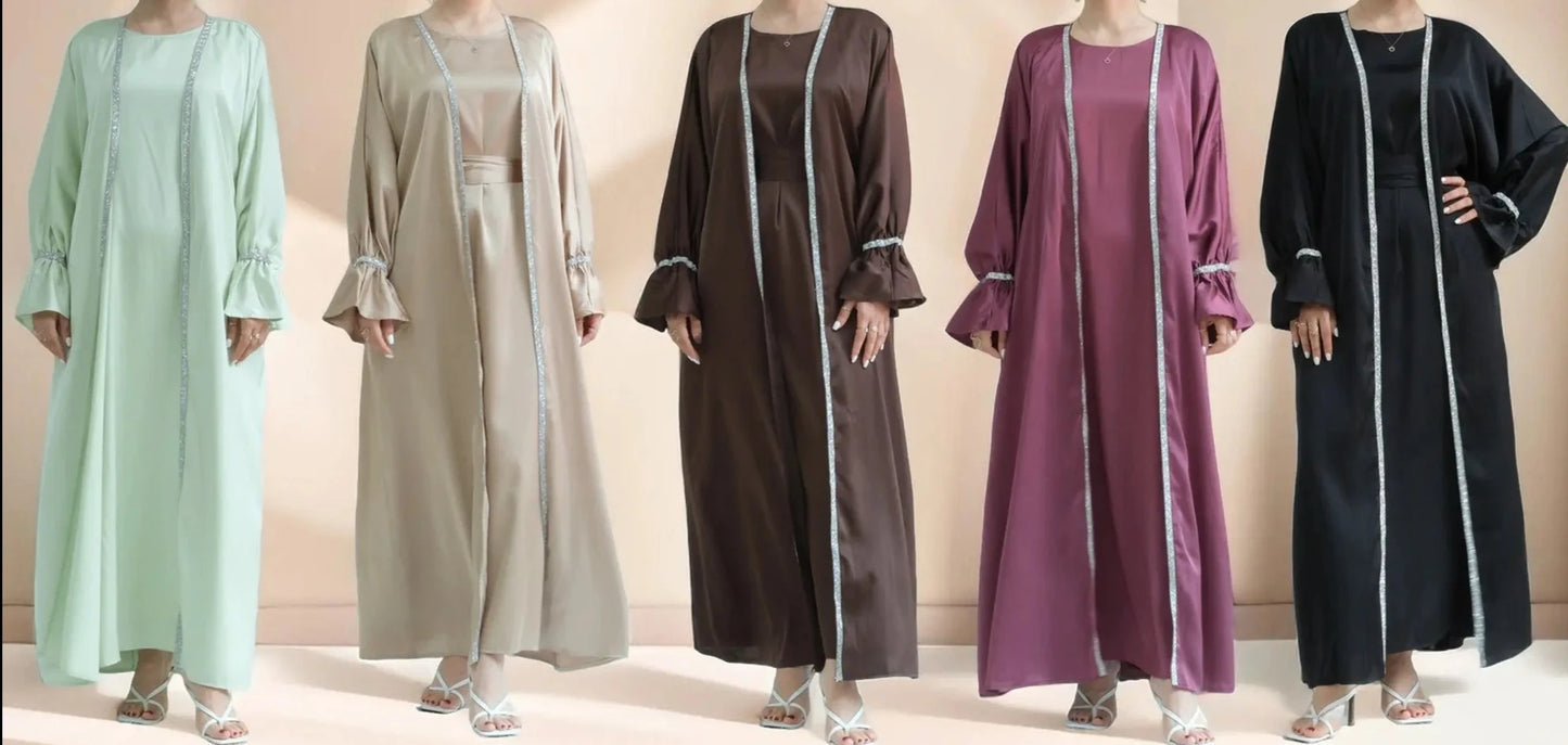 Shimmering Duo - 2 PC Abaya set with matching Inner Dress - Try Modest Limited
