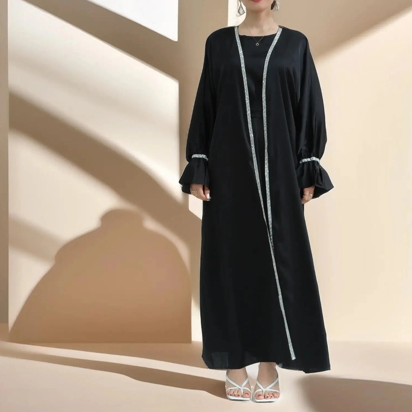 Shimmering Duo - 2 PC Abaya set with matching Inner Dress - Try Modest Limited 