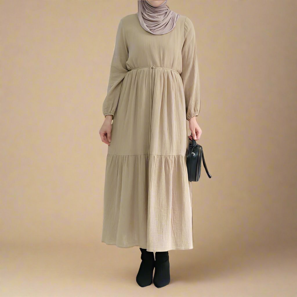 Sophie Comfortable cotton dress with a belted waist - Try Modest Limited