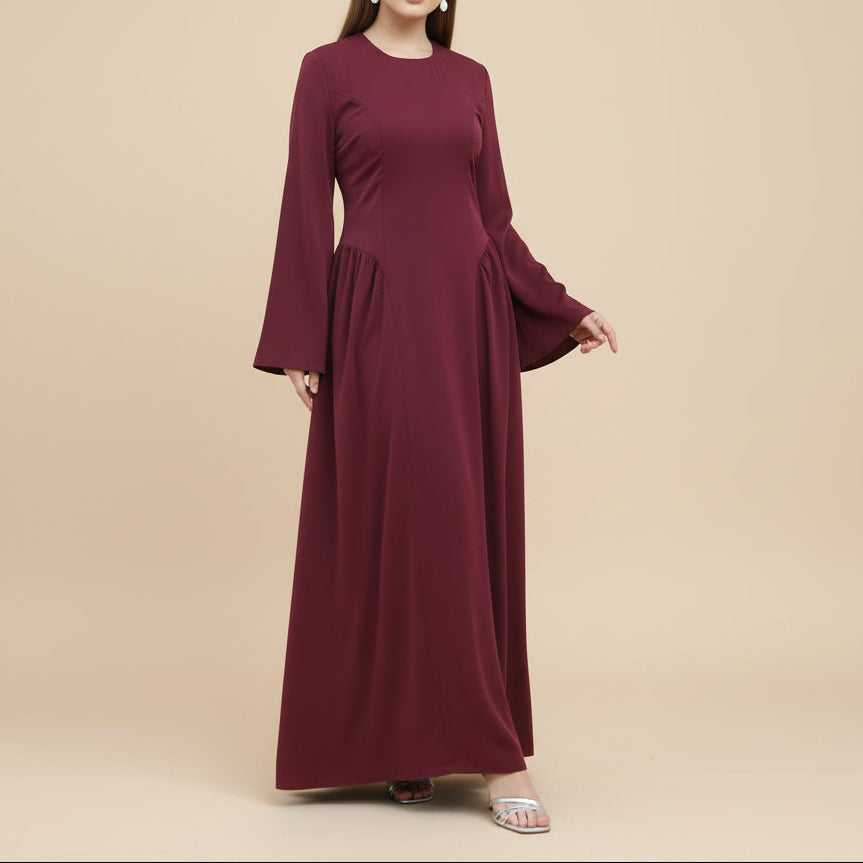 corset dress modest Modest Corset Beaded Lace Evening Dress Long With 1/2 Sleeves