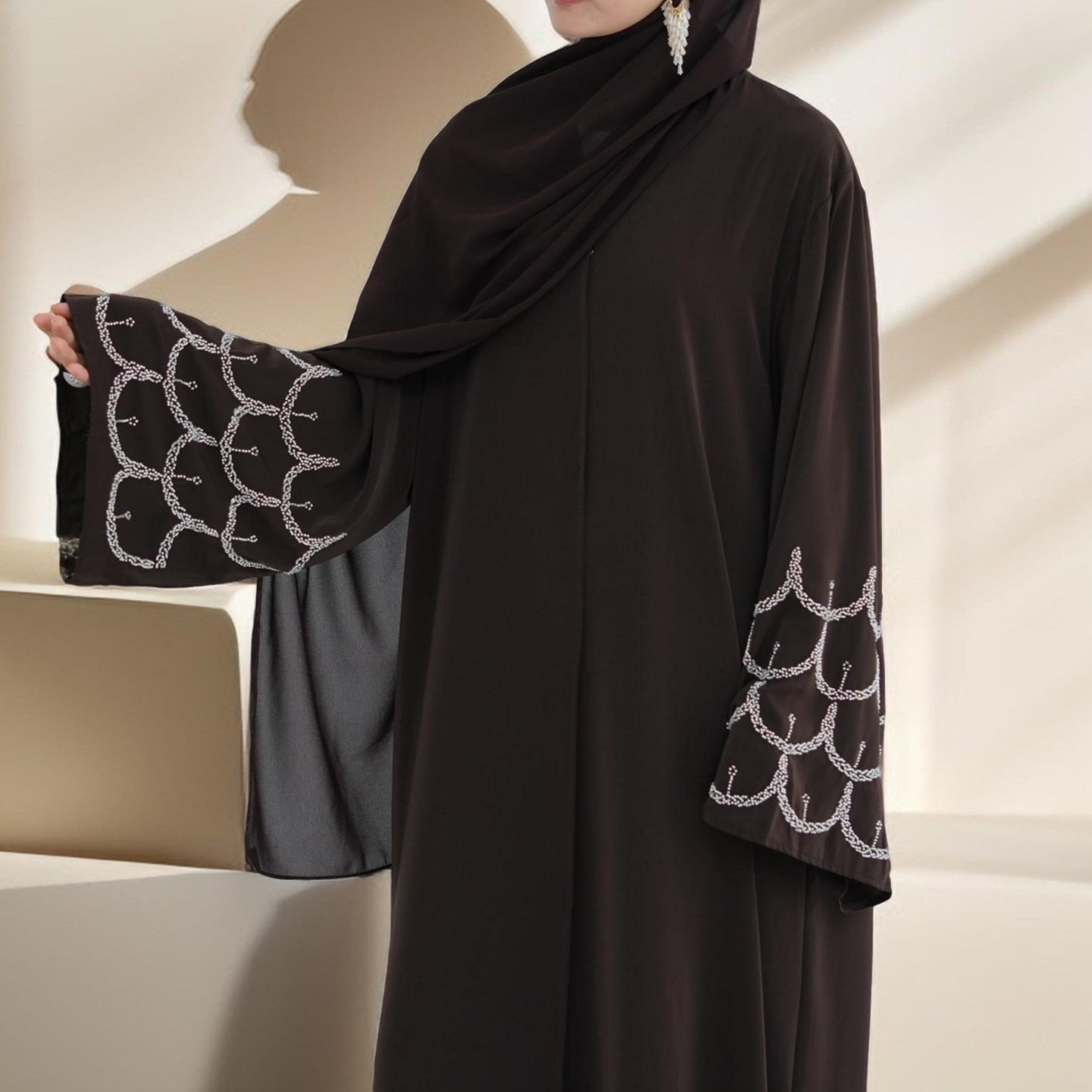The Arabian Nights Nida Abaya with Beaded Sleeves - Try Modest Limited