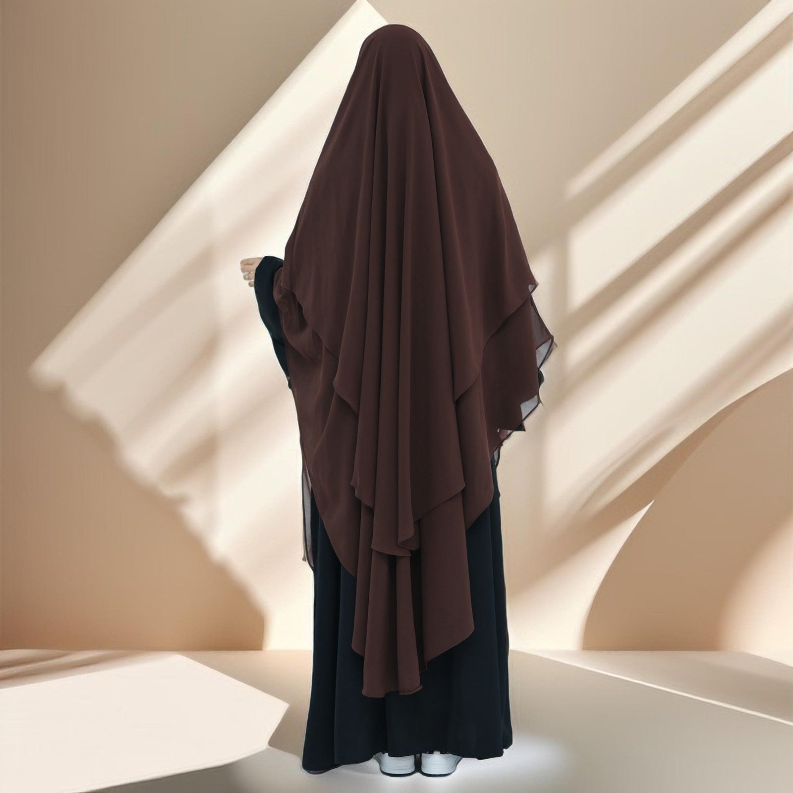 Two-Layer Chiffon Prayer Khimar: Flowing Comfort for Umrah, Ramadan - Try Modest Limited 