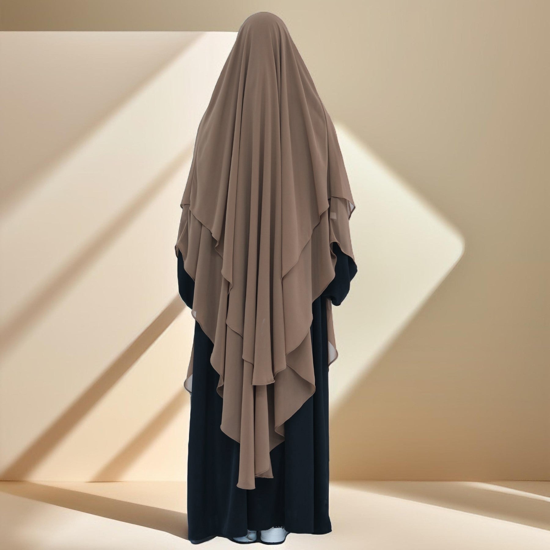 Two-Layer Chiffon Prayer Khimar: Flowing Comfort for Umrah, Ramadan - Try Modest Limited 