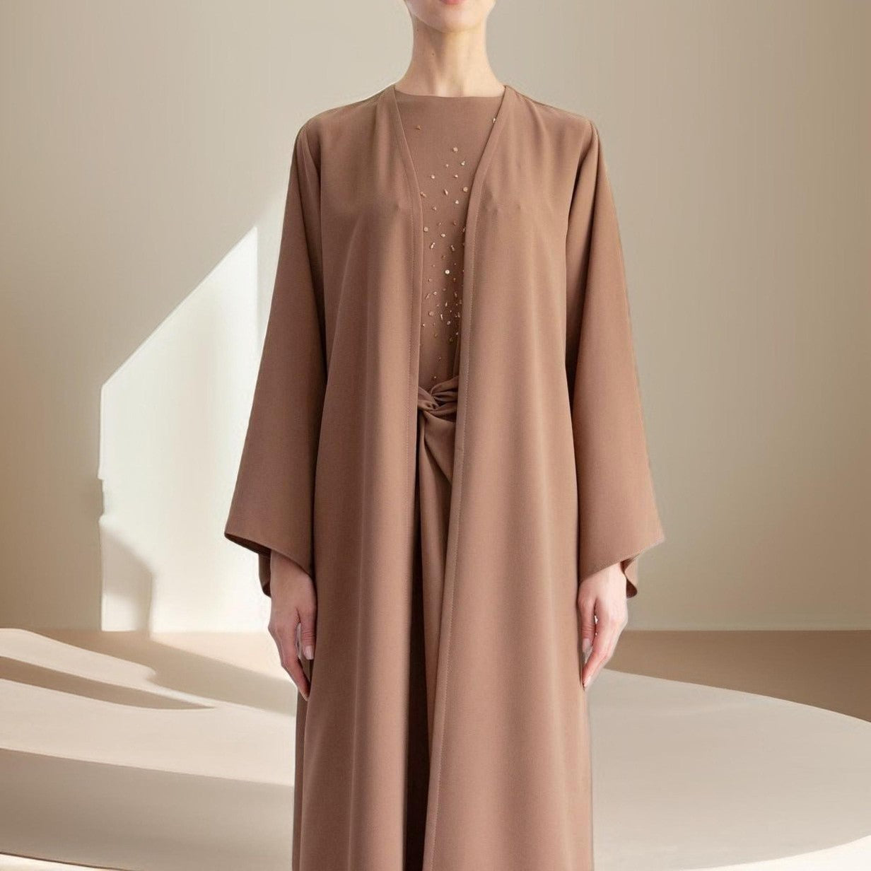 Women's Solid Color Fashion Beaded Three Piece Suit - Try Modest Limited