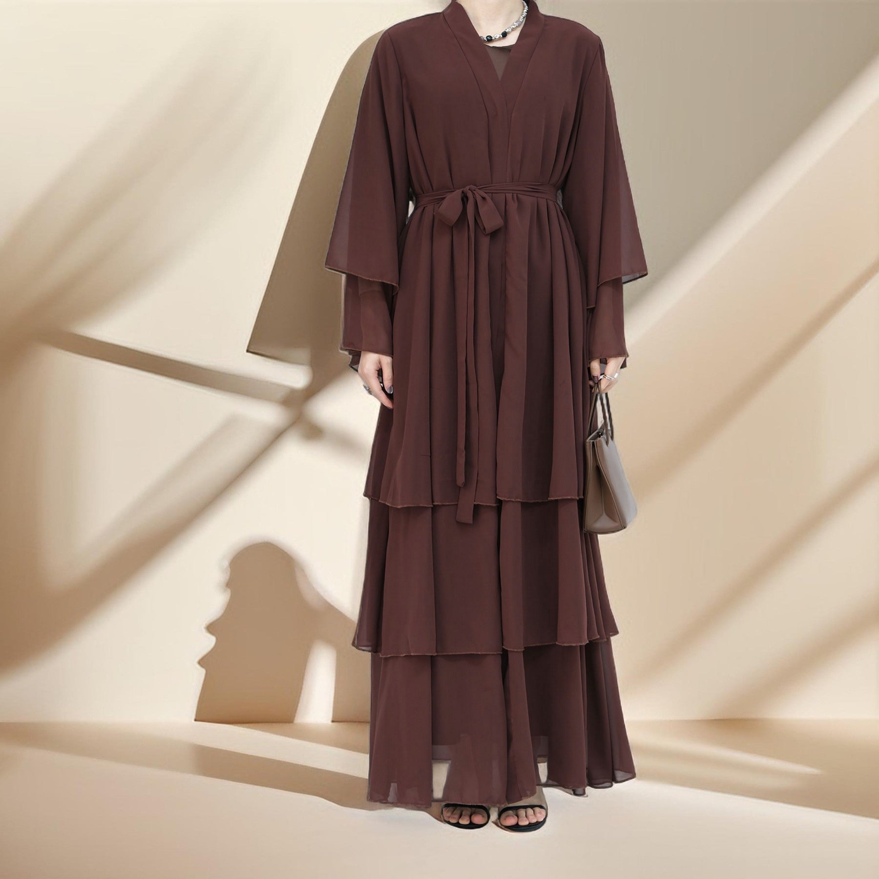 Zayna Three-Layer Chiffon Abaya - Try Modest Limited 