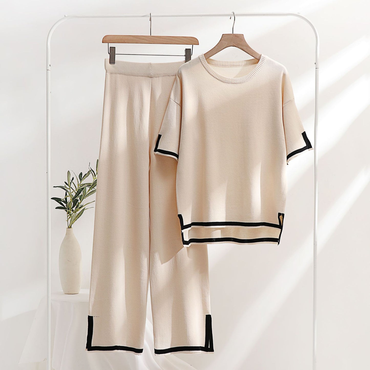 Classic Style Ice Silk Knitting Suit Two-piece Set - Try Modest Limited 