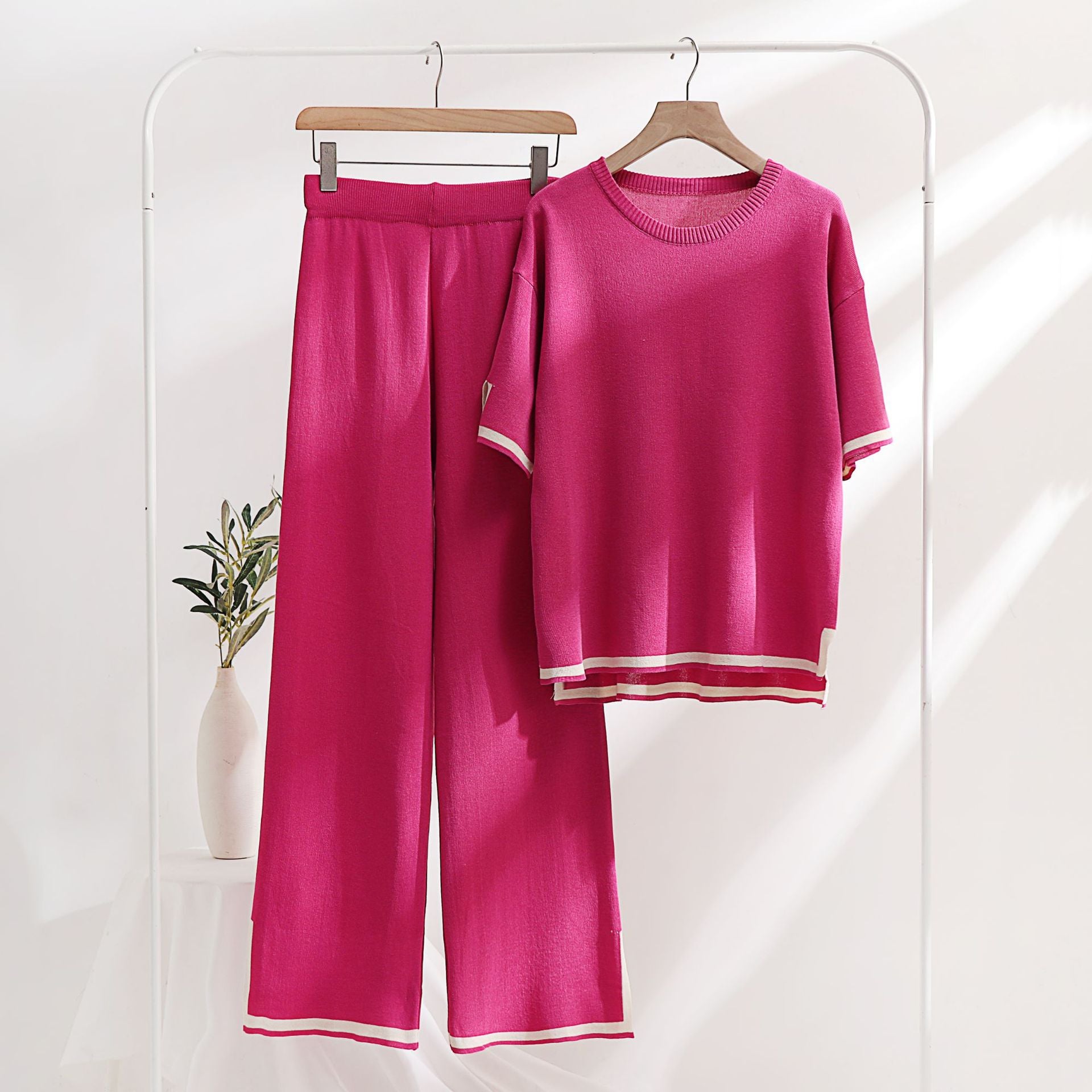 Classic Style Ice Silk Knitting Suit Two-piece Set - Try Modest Limited 