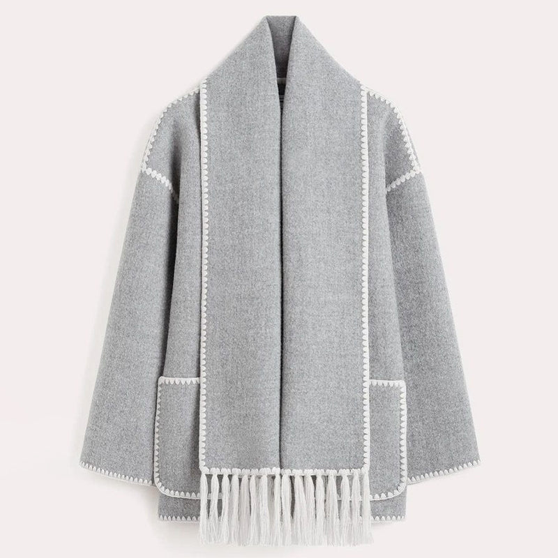 Autumn/Winter New Fashion Woollen Jacket with Scarf Tassels - Try Modest Limited 