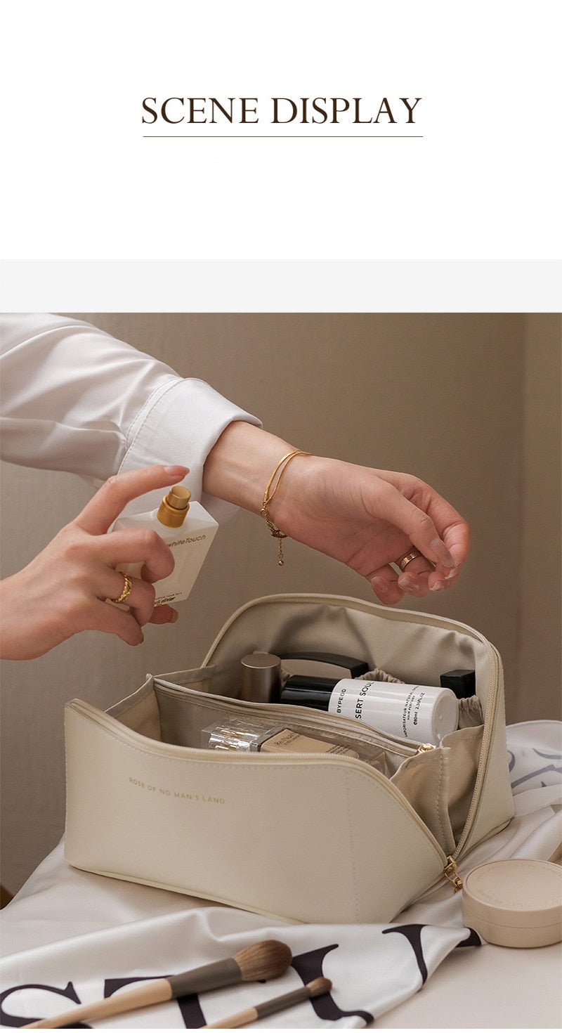 Comfortable Ladies Spacious Pu Leather Travel Cosmetic Bag - Try Modest Limited