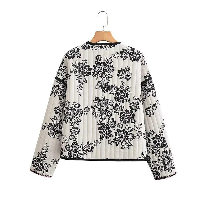Printed V-neck European style coat - Try Modest Limited