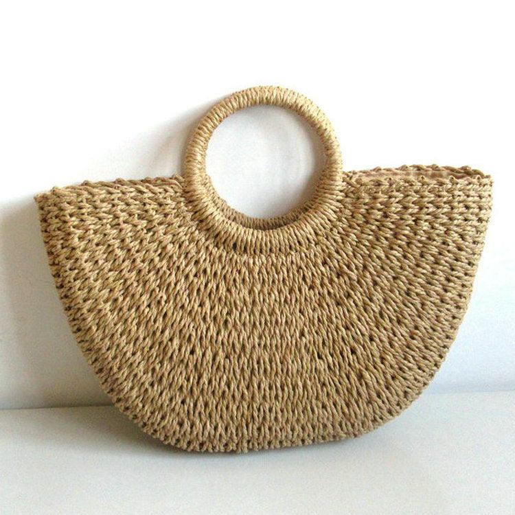 Round bucket woven holiday beach bag - Try Modest Limited