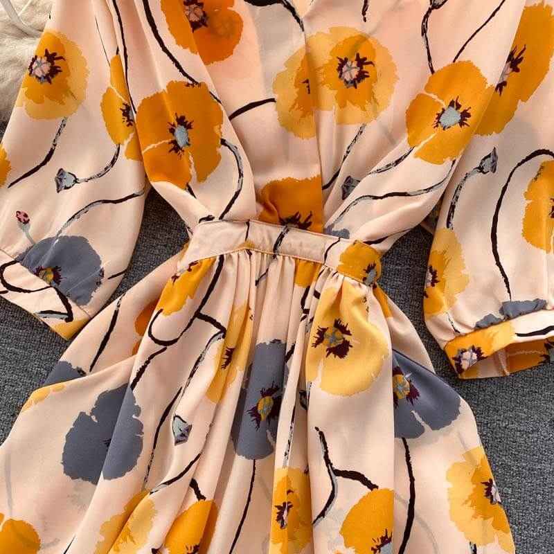 Sunflower summer Printed A-Line Silhouette dress - Try Modest Limited