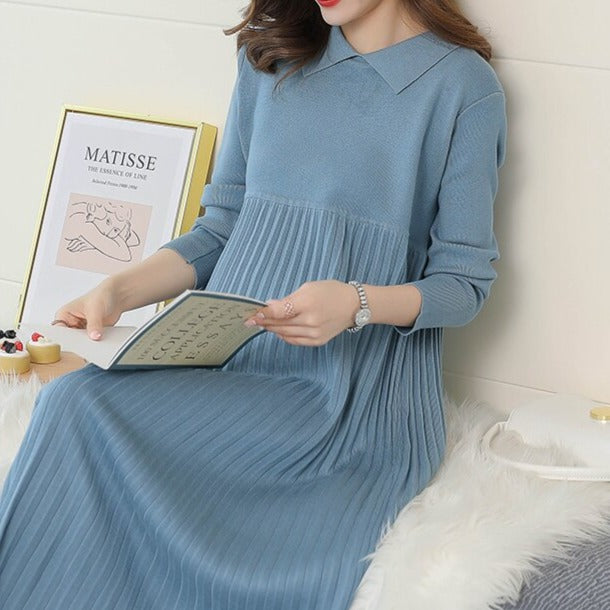 Thick Warm Knitted Maternity Long Dress - Try Modest Limited