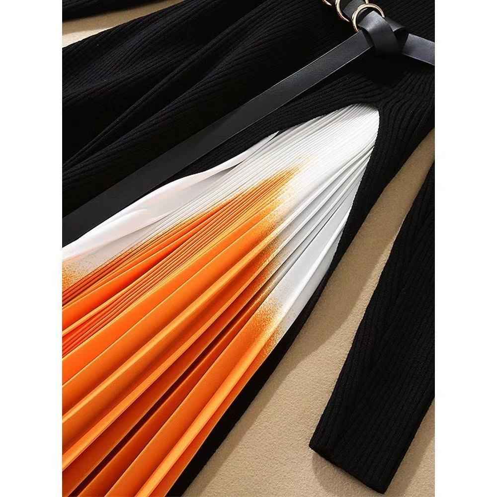 Winter O-Neck pleated full sleeve black dress for Women - Try Modest Limited