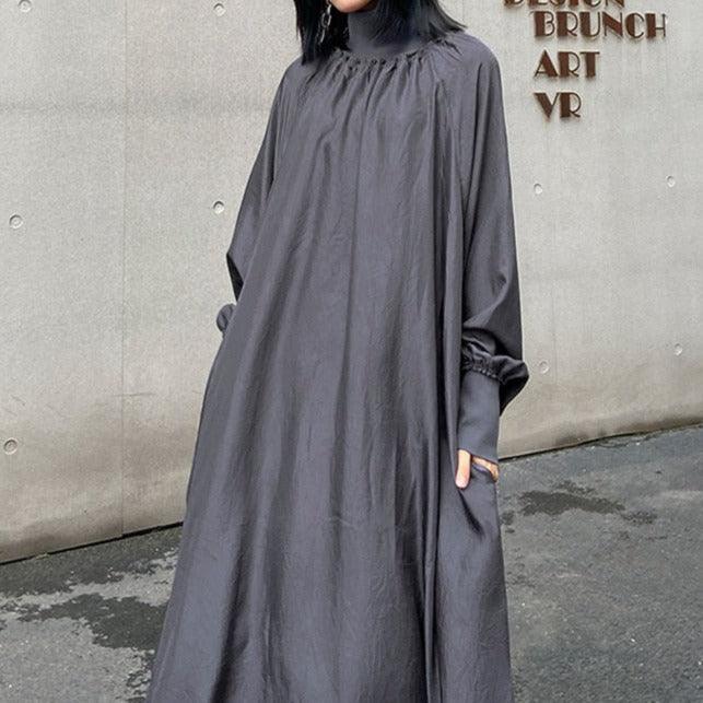 Women's solid turtleneck oversized dress - Try Modest Limited